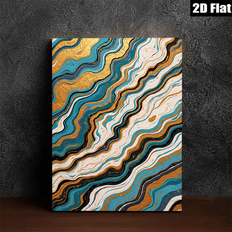 2D flat 1pc abstract fluid gold waves modern wall art living room bedroom home decor gallery wrapped canvas prints oversized statement piece