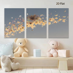 2D flat 1pc abstract fractal art vibrant golden hues modern wall decor living room bedroom office gallery wrapped canvas farmhouse style trending now