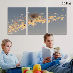 2D flat 1pc abstract fractal art vibrant golden hues modern wall decor living room bedroom office gallery wrapped canvas farmhouse style trending now