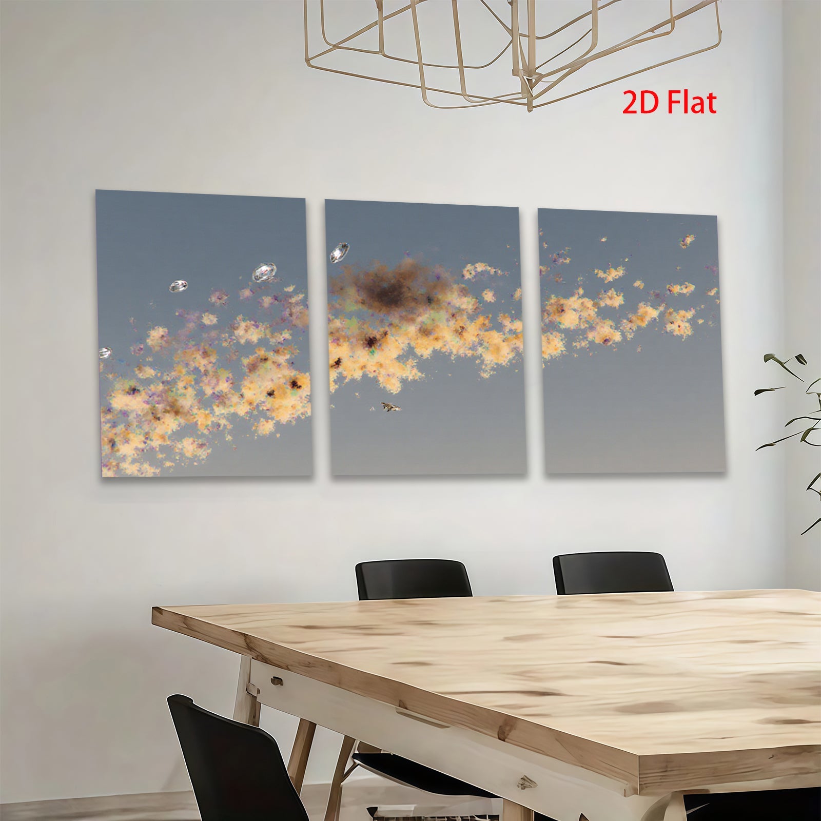 2D flat 1pc abstract fractal art vibrant golden hues modern wall decor living room bedroom office gallery wrapped canvas farmhouse style trending now