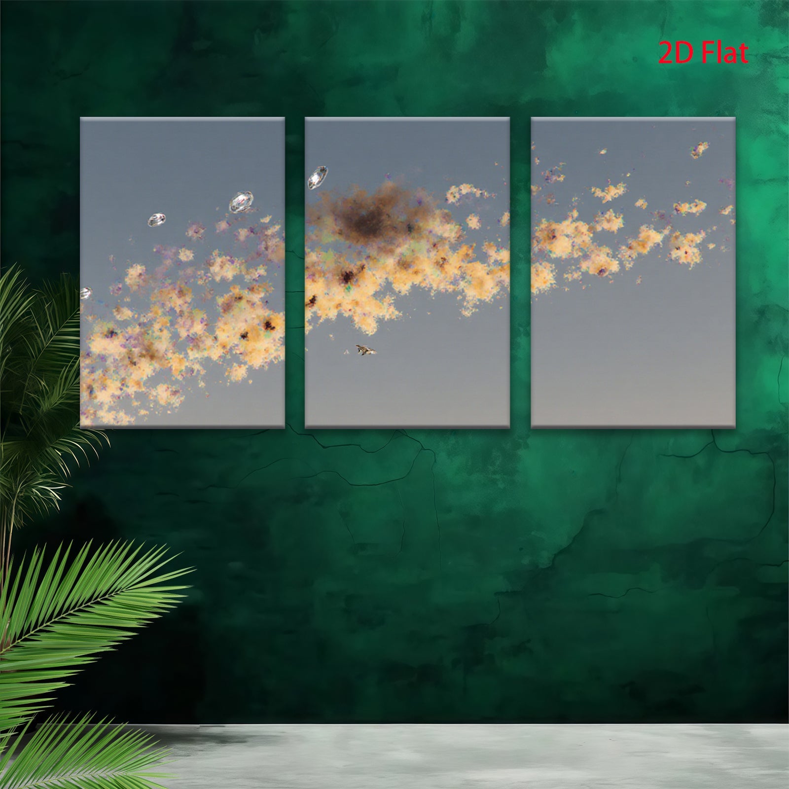 2D flat 1pc abstract fractal art vibrant golden hues modern wall decor living room bedroom office gallery wrapped canvas farmhouse style trending now