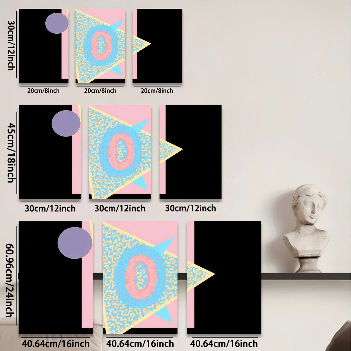 2D flat 1pc abstract geometric art modern wall decor living room bedroom office farmhouse style gallery wrapped canvas prints vibrant colors