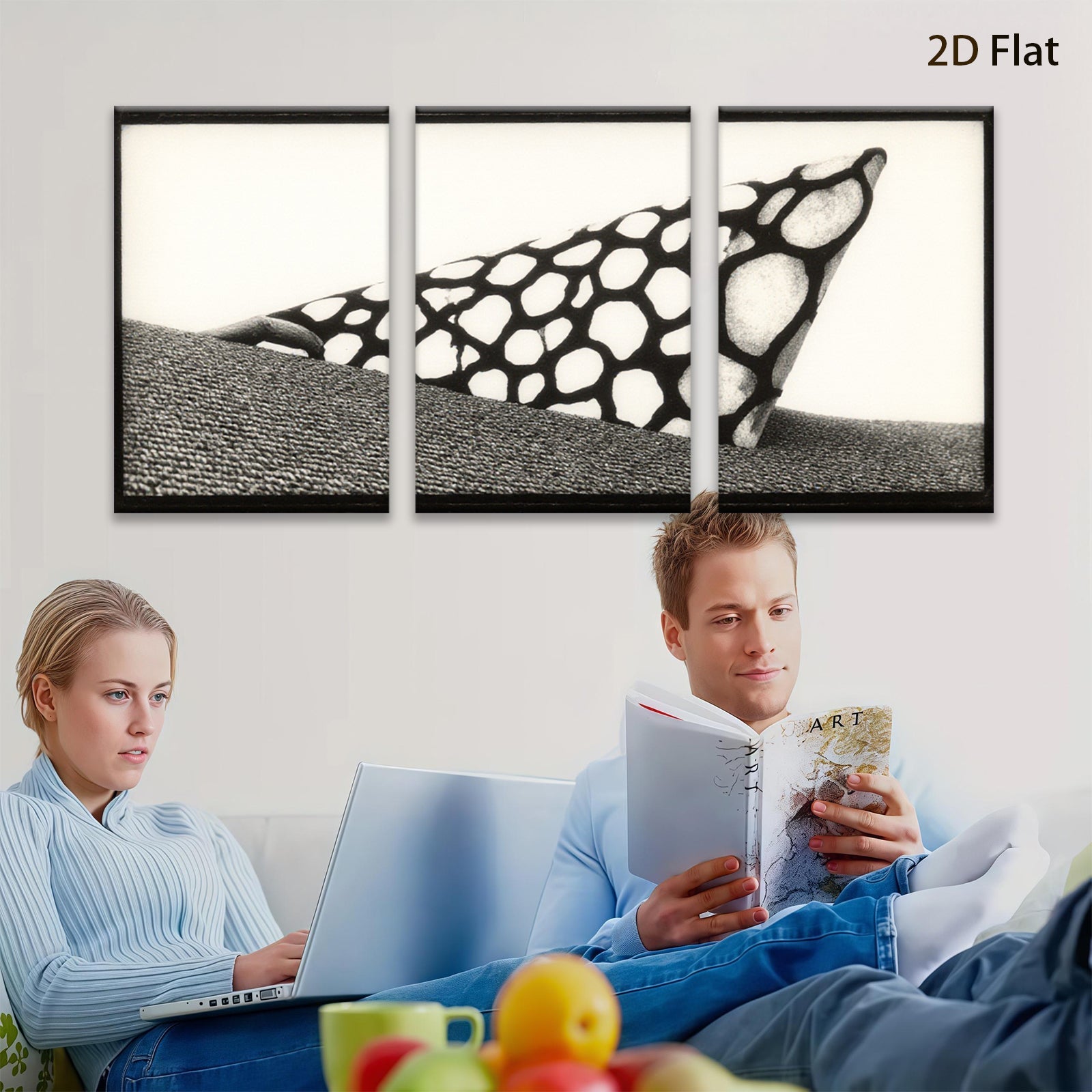 2D flat 1pc abstract geometric black white canvas wall art modern farmhouse living room bedroom decor gallery wrapped ready to hang minimalist