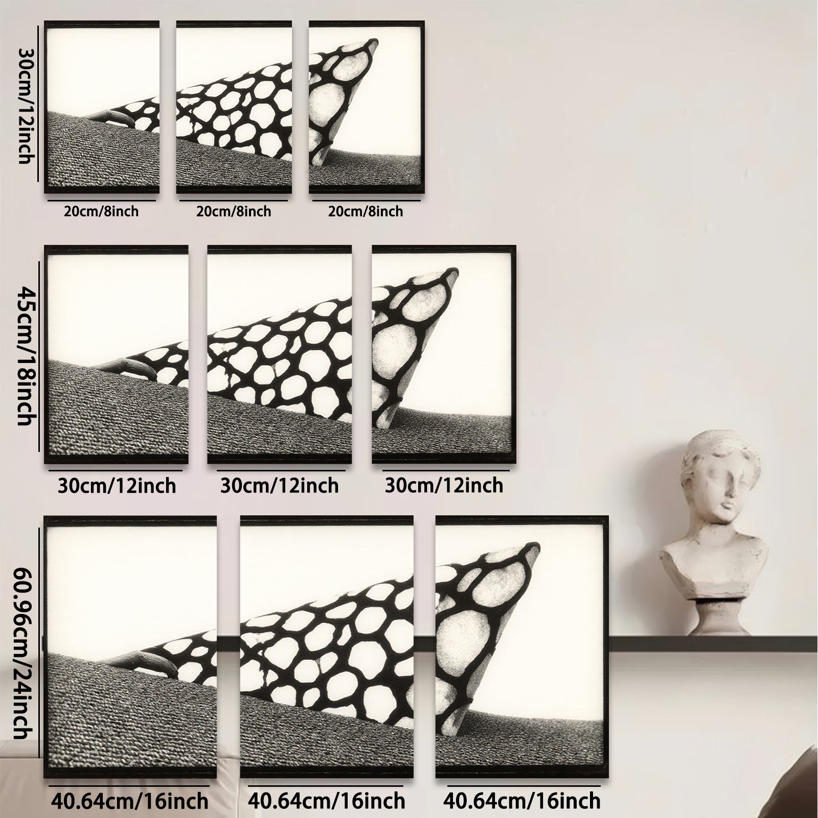 2D flat 1pc abstract geometric black white canvas wall art modern farmhouse living room bedroom decor gallery wrapped ready to hang minimalist