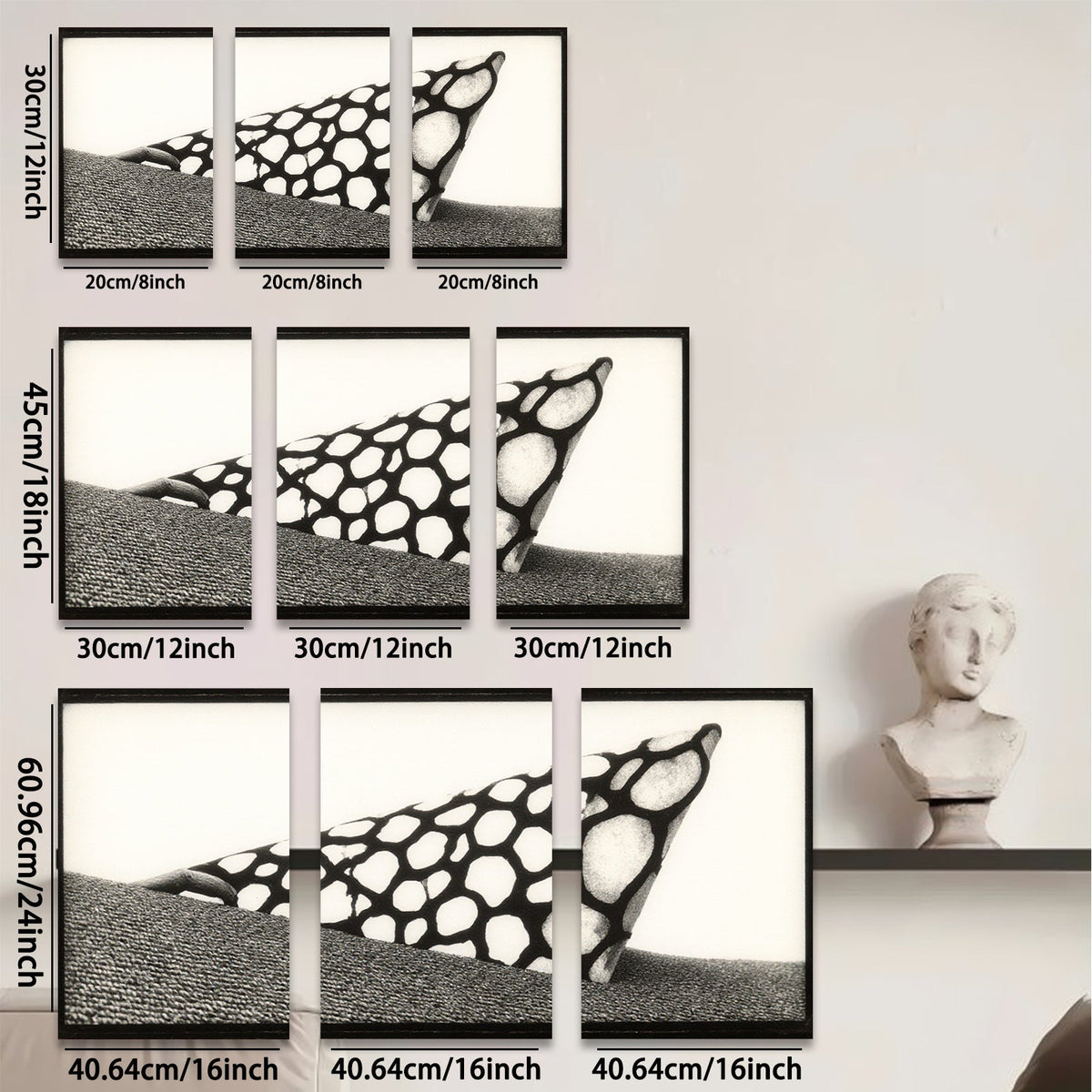 2D flat 1pc abstract geometric black white canvas wall art modern farmhouse living room bedroom decor gallery wrapped ready to hang minimalist