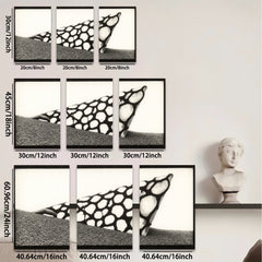 2D flat 1pc abstract geometric black white canvas wall art modern farmhouse living room bedroom decor gallery wrapped ready to hang minimalist