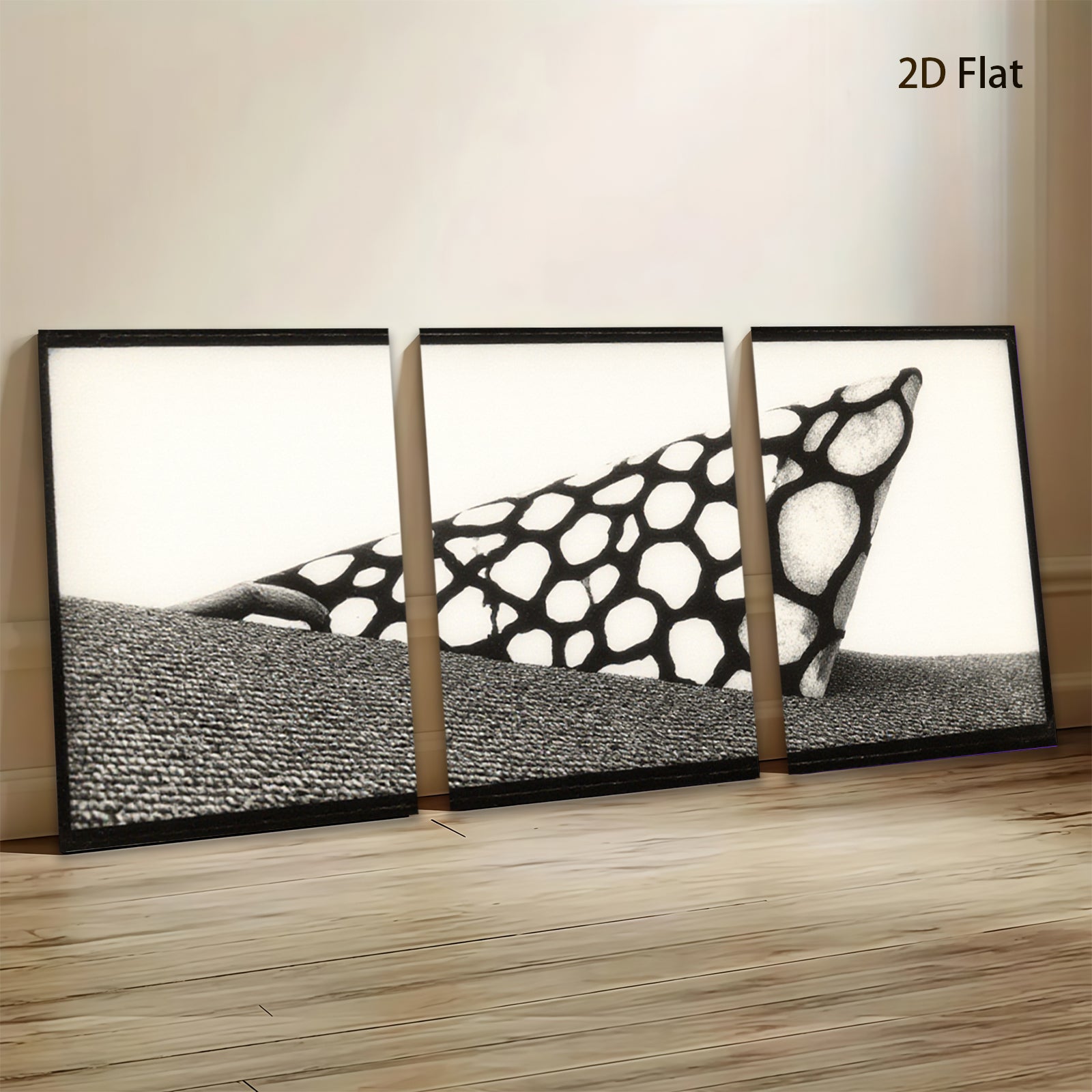 2D flat 1pc abstract geometric black white canvas wall art modern farmhouse living room bedroom decor gallery wrapped ready to hang minimalist