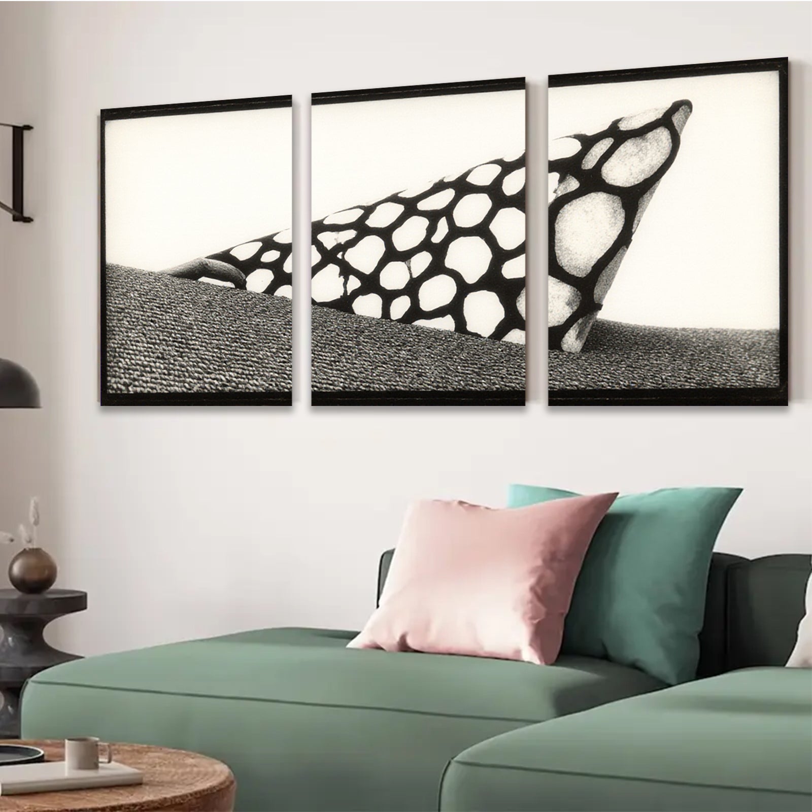 2D flat 1pc abstract geometric black white canvas wall art modern farmhouse living room bedroom decor gallery wrapped ready to hang minimalist