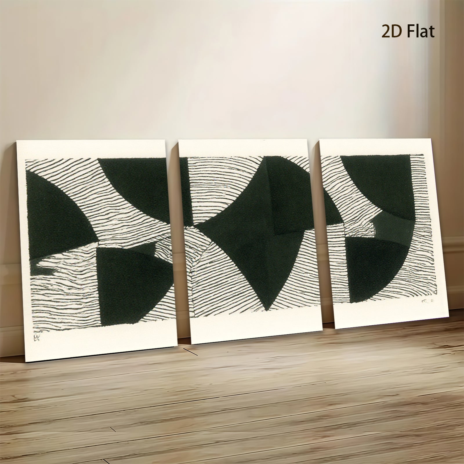 2D flat 1pc abstract geometric black white modern minimalist wall art canvas print home office decor farmhouse style living room bedroom dining room gallery wrapped ready to hang