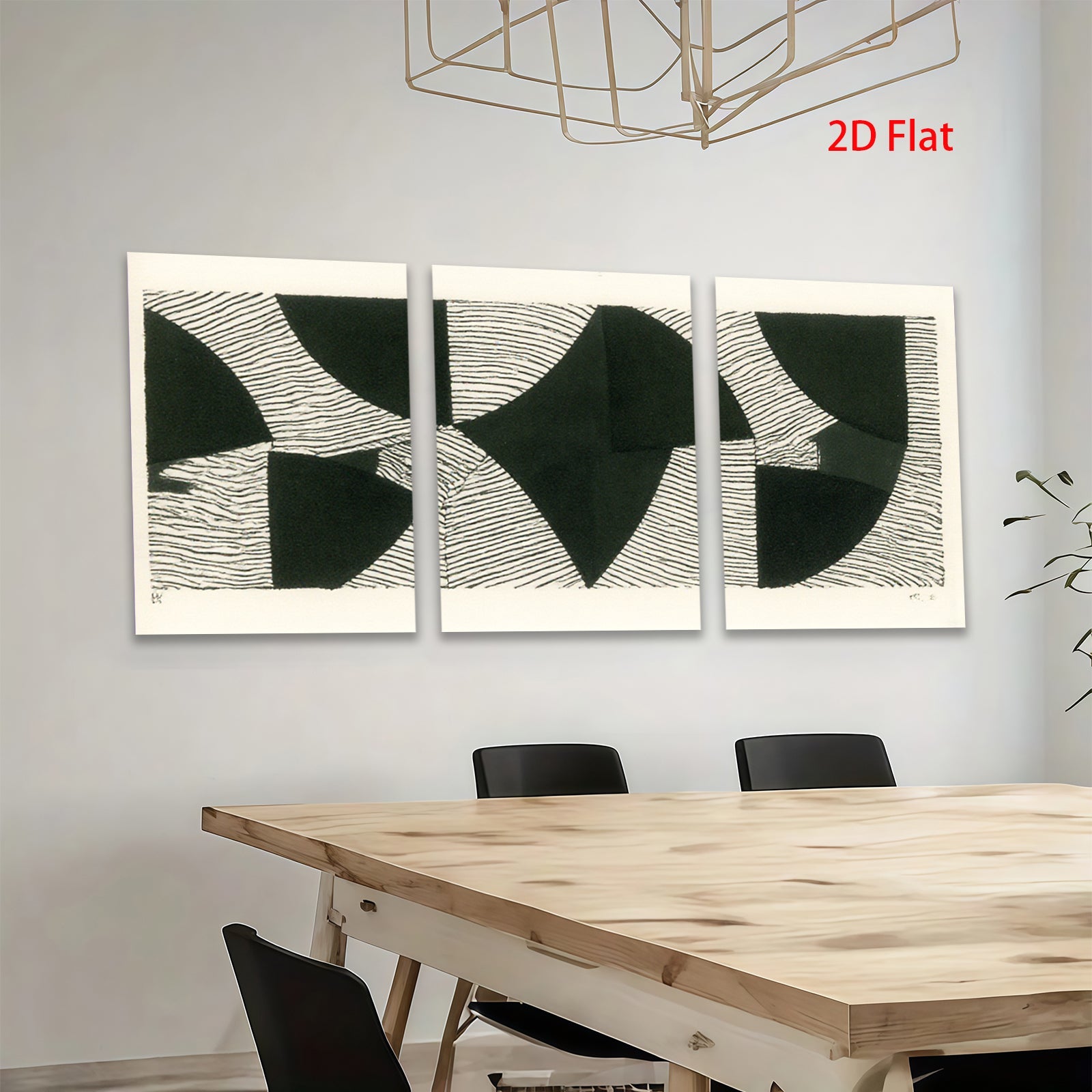 2D flat 1pc abstract geometric black white modern minimalist wall art canvas print home office decor farmhouse style living room bedroom dining room gallery wrapped ready to hang