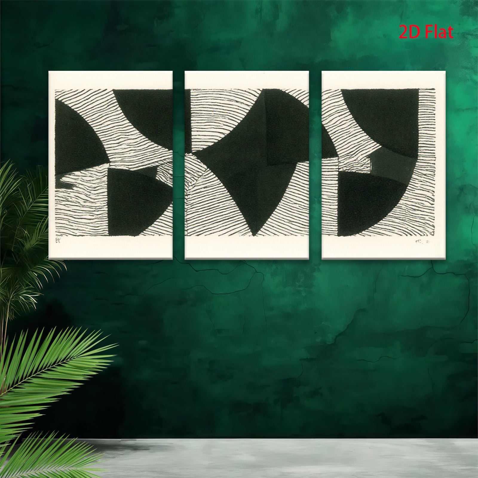 2D flat 1pc abstract geometric black white modern minimalist wall art canvas print home office decor farmhouse style living room bedroom dining room gallery wrapped ready to hang