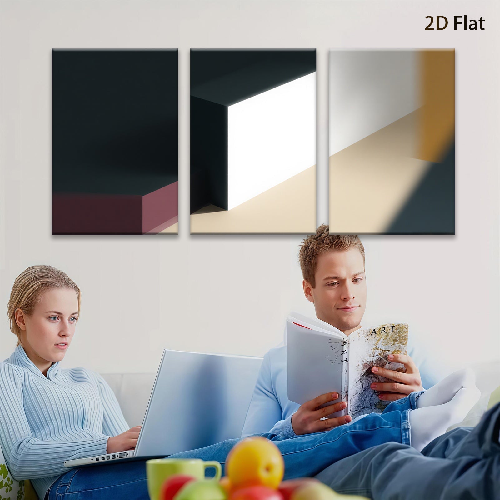 2D flat 1pc abstract geometric canvas wall art modern minimalist decor living room bedroom office farmhouse style gallery wrapped ready to hang