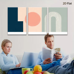 2D flat 1pc abstract geometric canvas wall art modern minimalist home decor living room bedroom office gallery wrapped prints farmhouse style inspirational cozy vibe