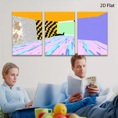 2D flat 1pc abstract geometric cat room modern wall art decor for living room bedroom office gallery wrapped canvas prints farmhouse style