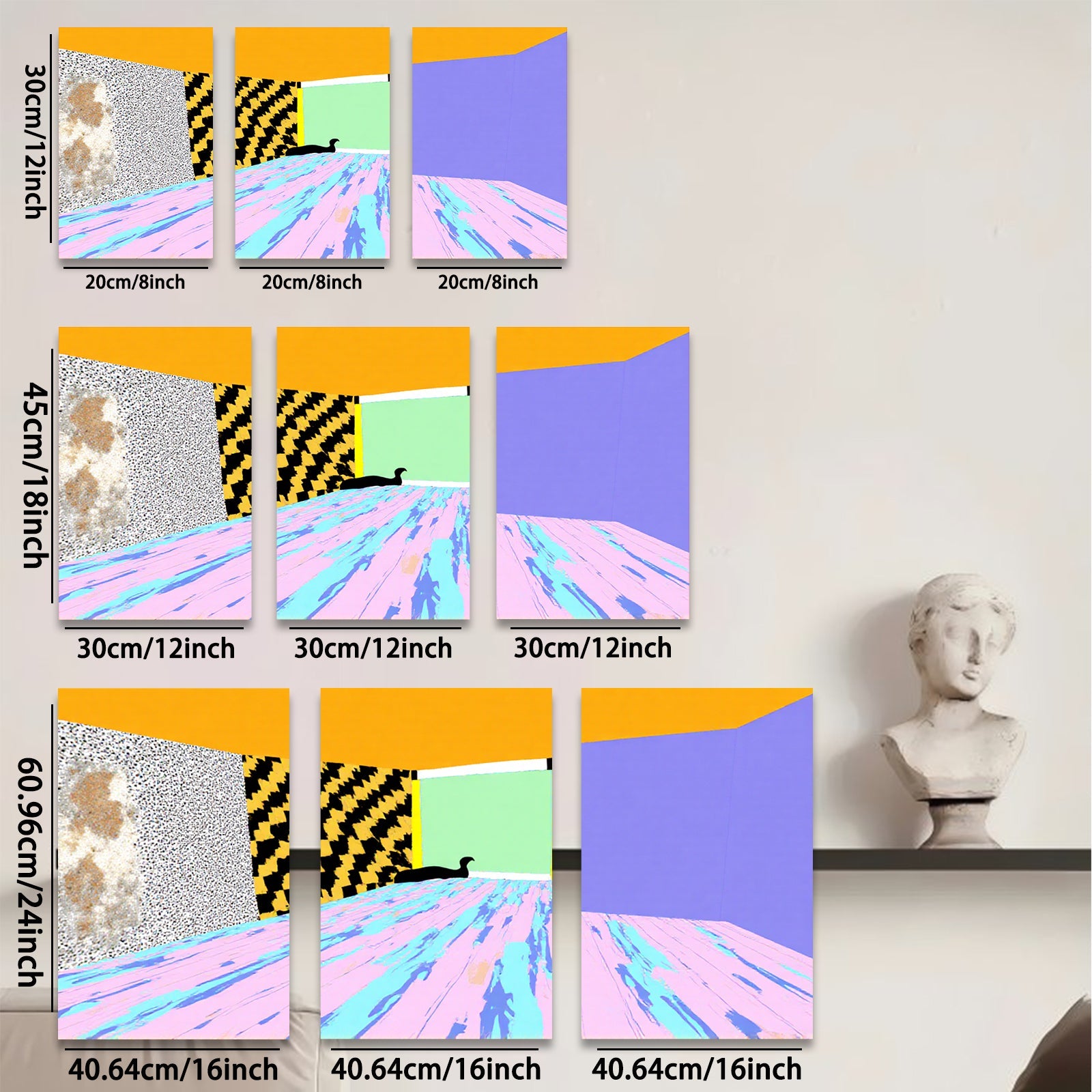 2D flat 1pc abstract geometric cat room modern wall art decor for living room bedroom office gallery wrapped canvas prints farmhouse style
