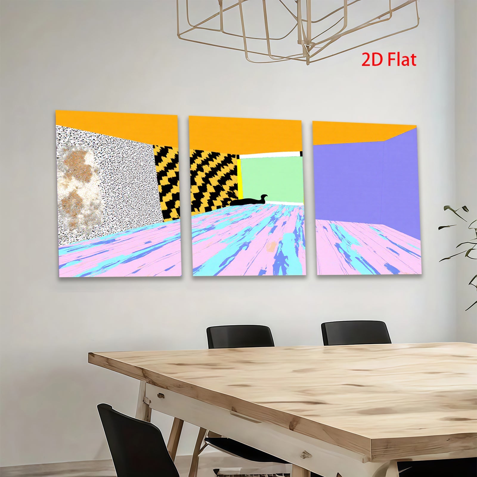 2D flat 1pc abstract geometric cat room modern wall art decor for living room bedroom office gallery wrapped canvas prints farmhouse style