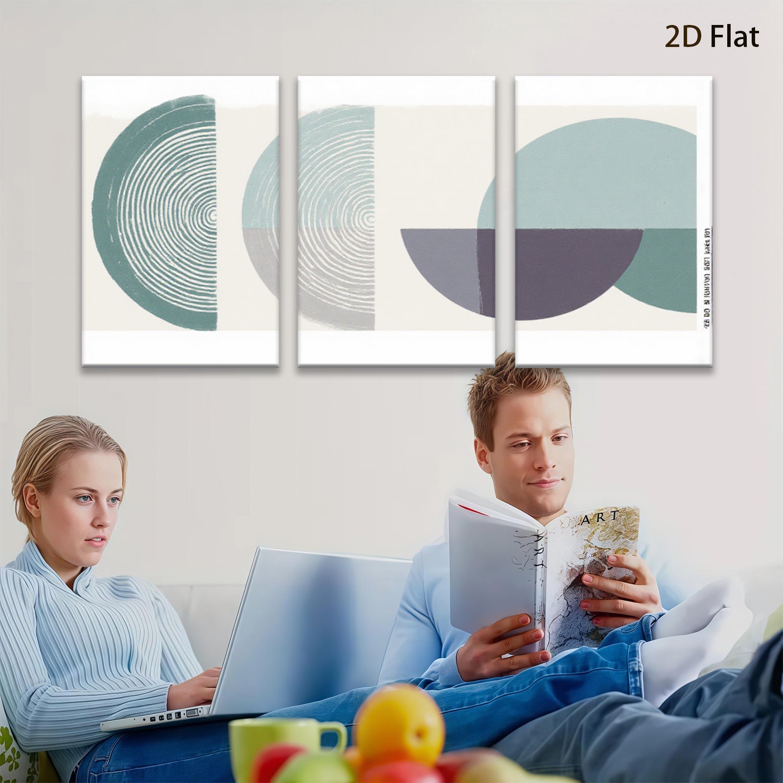 2D flat 1pc abstract geometric circles wall art modern minimalist home decor living room bedroom office gallery wrapped canvas prints farmhouse style