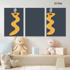 2D flat 1pc abstract geometric gold wave art modern wall decor living room bedroom office gallery wrapped canvas farmhouse style