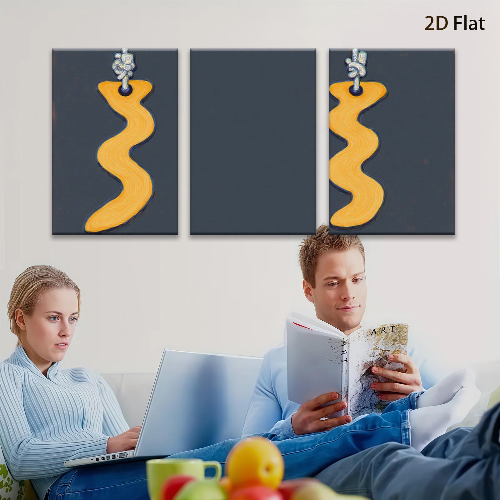 2D flat 1pc abstract geometric gold wave art modern wall decor living room bedroom office gallery wrapped canvas farmhouse style