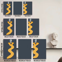 2D flat 1pc abstract geometric gold wave art modern wall decor living room bedroom office gallery wrapped canvas farmhouse style