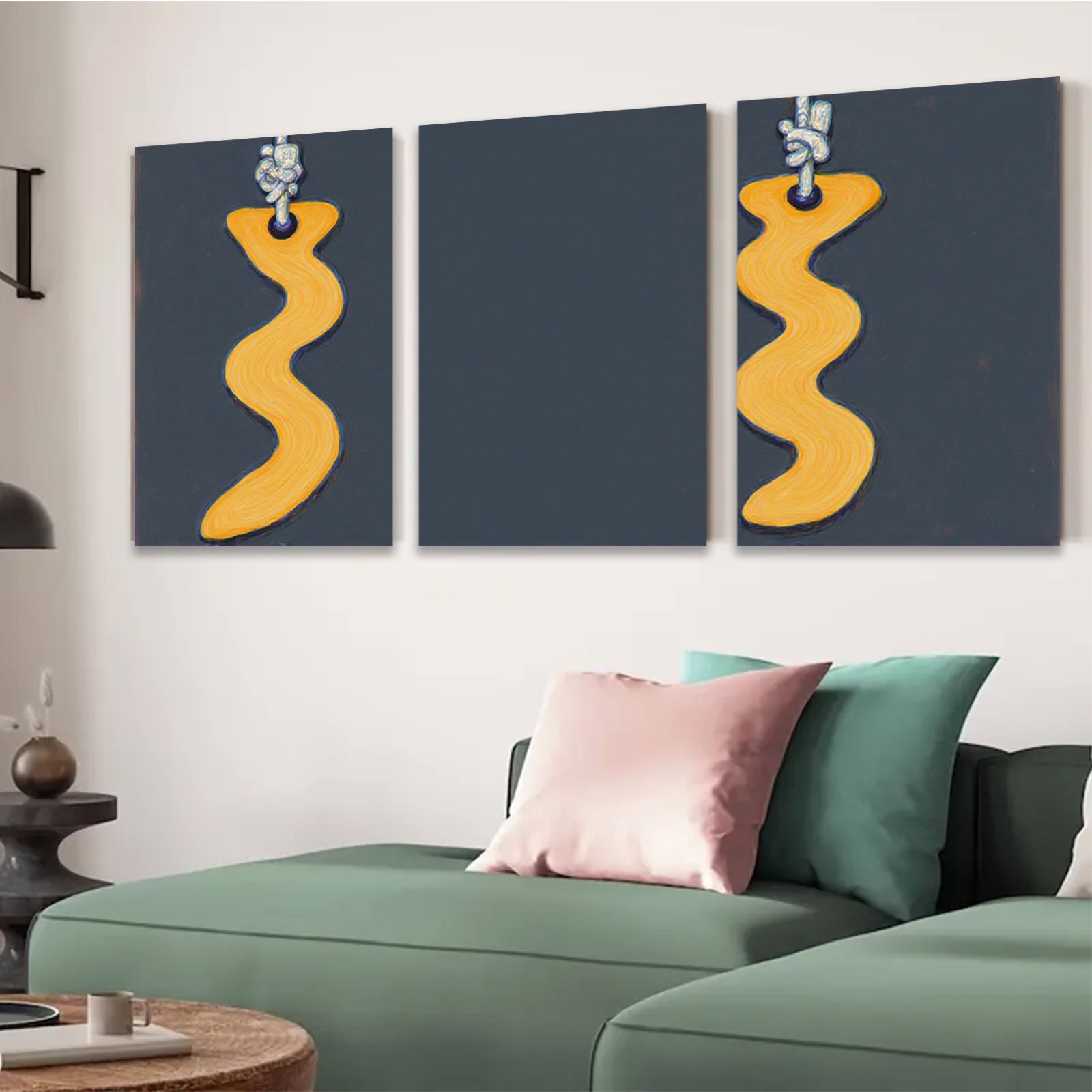 2D flat 1pc abstract geometric gold wave art modern wall decor living room bedroom office gallery wrapped canvas farmhouse style