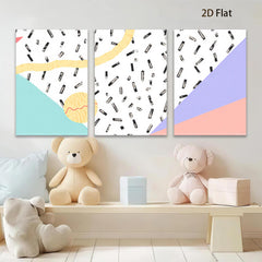 2D flat 1pc abstract geometric lines modern art canvas wall decor living room bedroom office farmhouse style gallery wrapped ready to hang