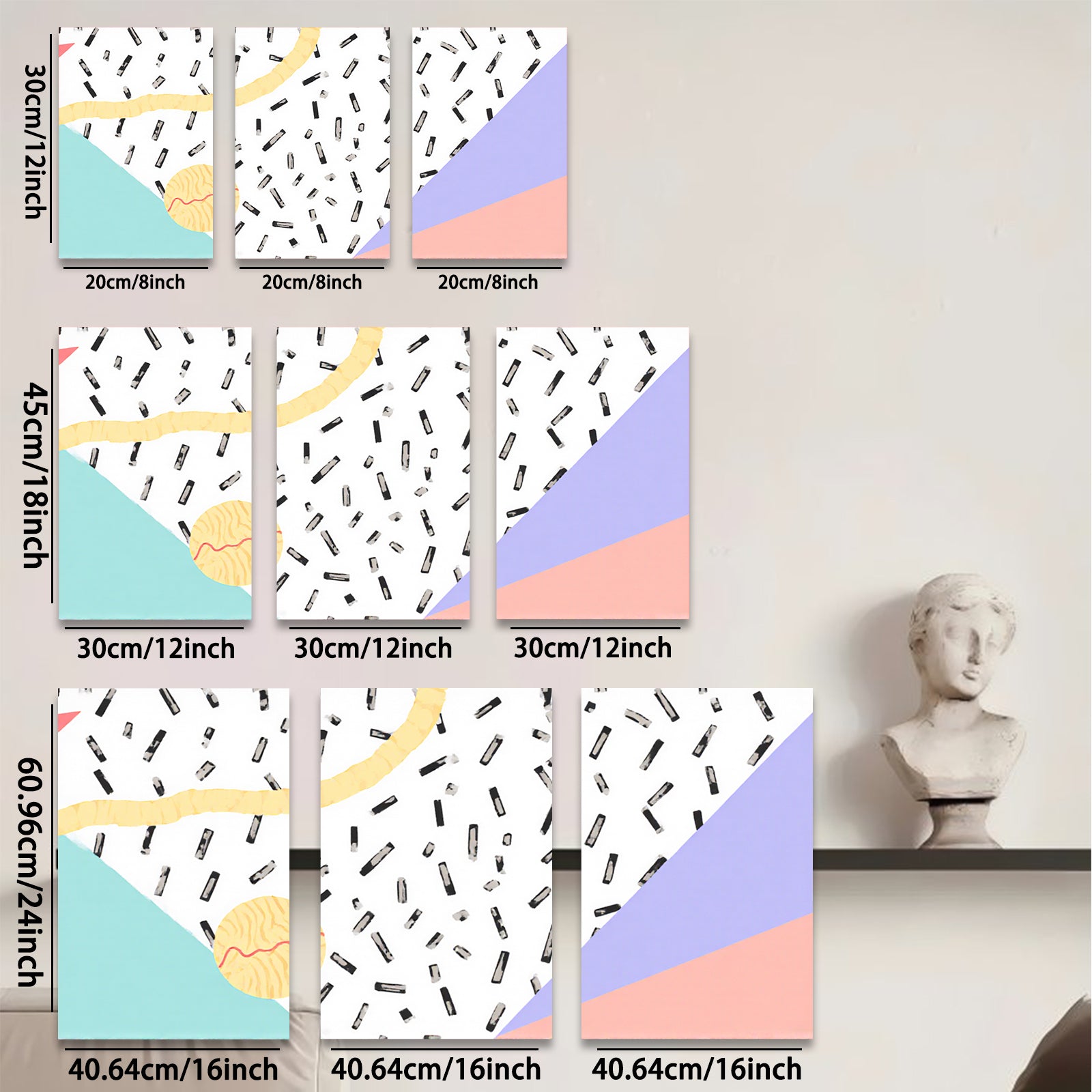 2D flat 1pc abstract geometric lines modern art canvas wall decor living room bedroom office farmhouse style gallery wrapped ready to hang