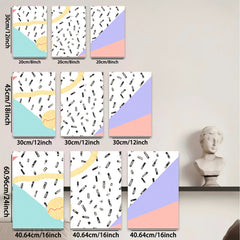 2D flat 1pc abstract geometric lines modern art canvas wall decor living room bedroom office farmhouse style gallery wrapped ready to hang
