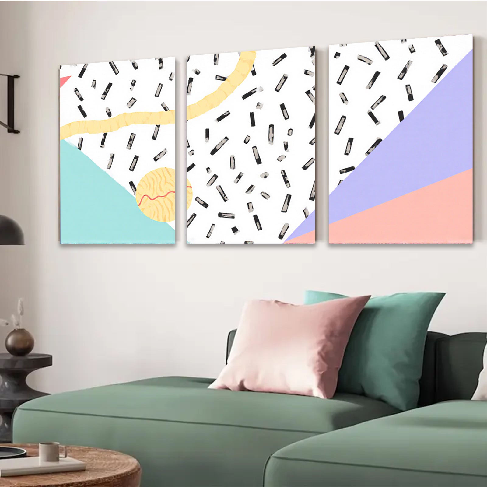 2D flat 1pc abstract geometric lines modern art canvas wall decor living room bedroom office farmhouse style gallery wrapped ready to hang