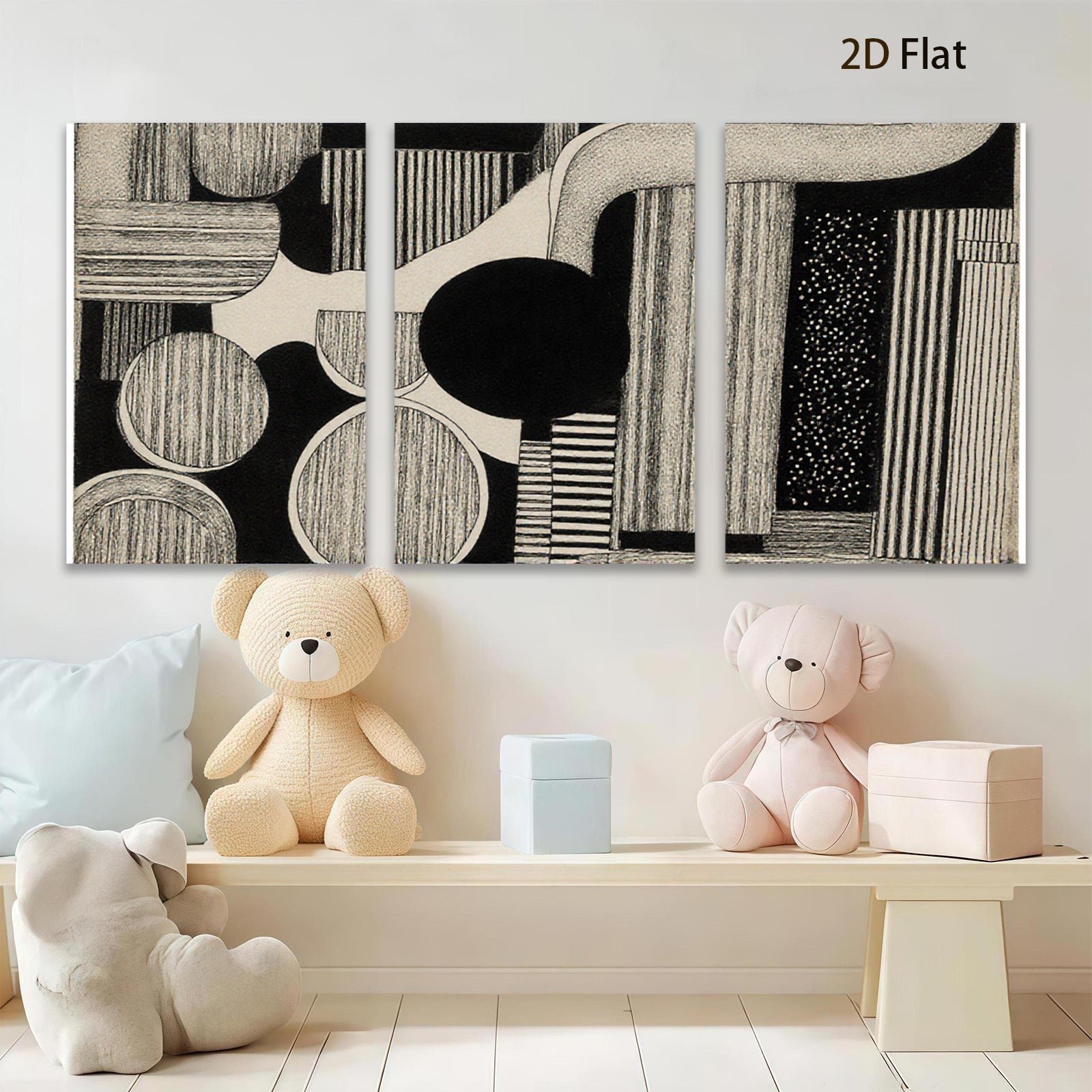 2D flat 1pc abstract geometric lines modern wall art living room bedroom home decor farmhouse style gallery wrapped canvas print