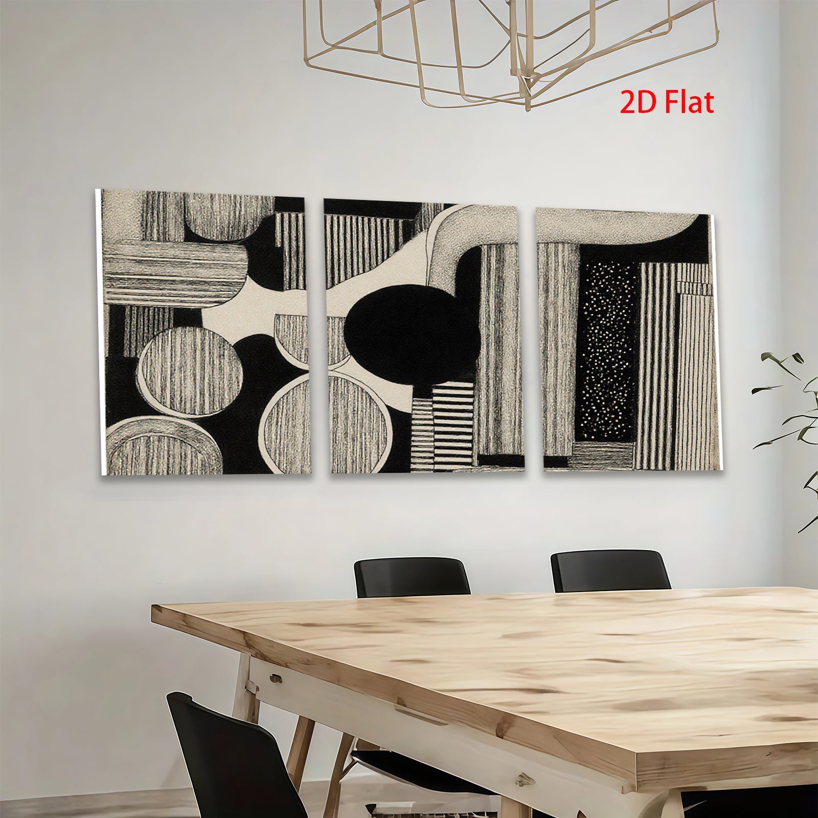 2D flat 1pc abstract geometric lines modern wall art living room bedroom home decor farmhouse style gallery wrapped canvas print