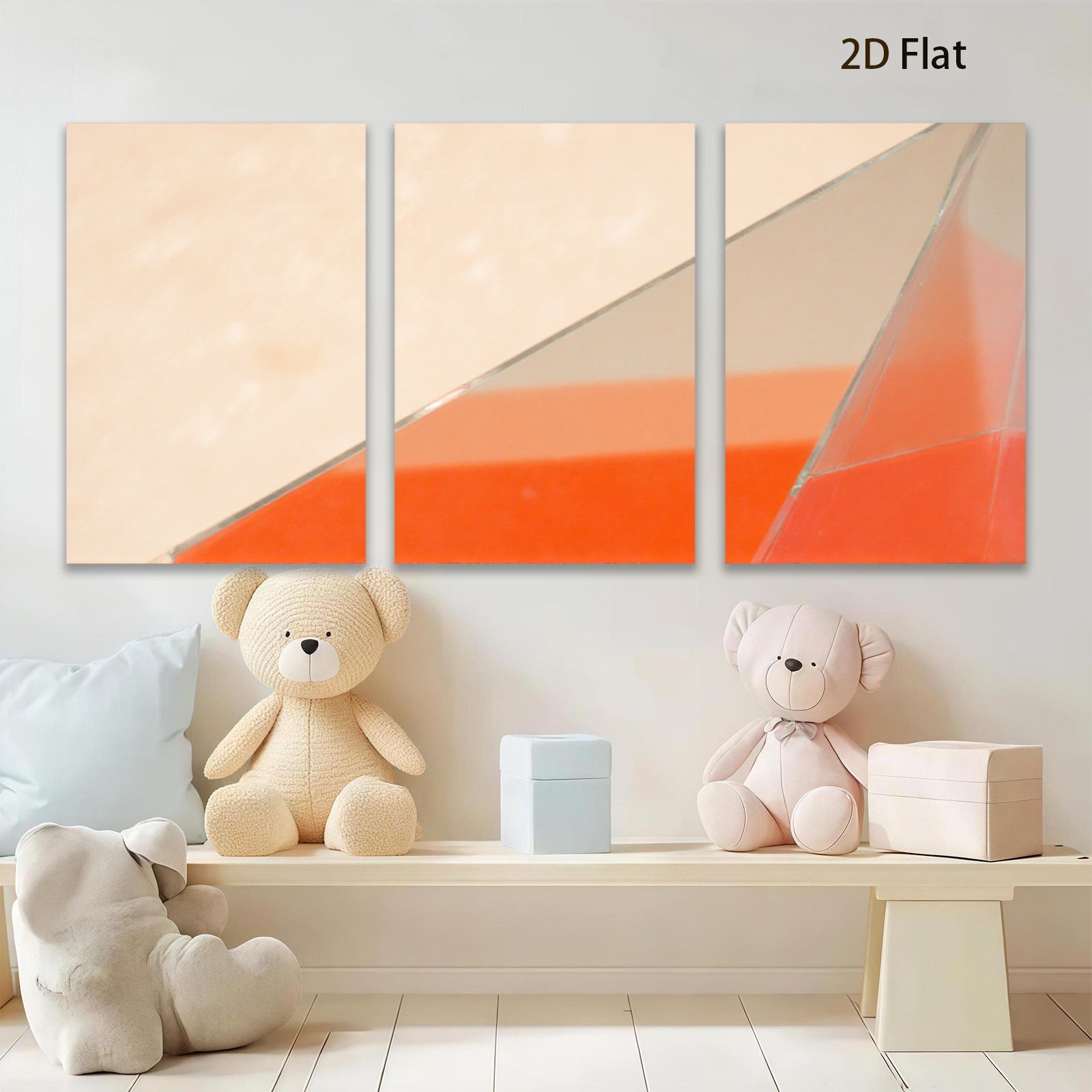 2D flat 1pc abstract geometric red orange wall art modern canvas prints for living room bedroom office decor farmhouse style gallery wrapped ready to hang