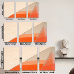 2D flat 1pc abstract geometric red orange wall art modern canvas prints for living room bedroom office decor farmhouse style gallery wrapped ready to hang