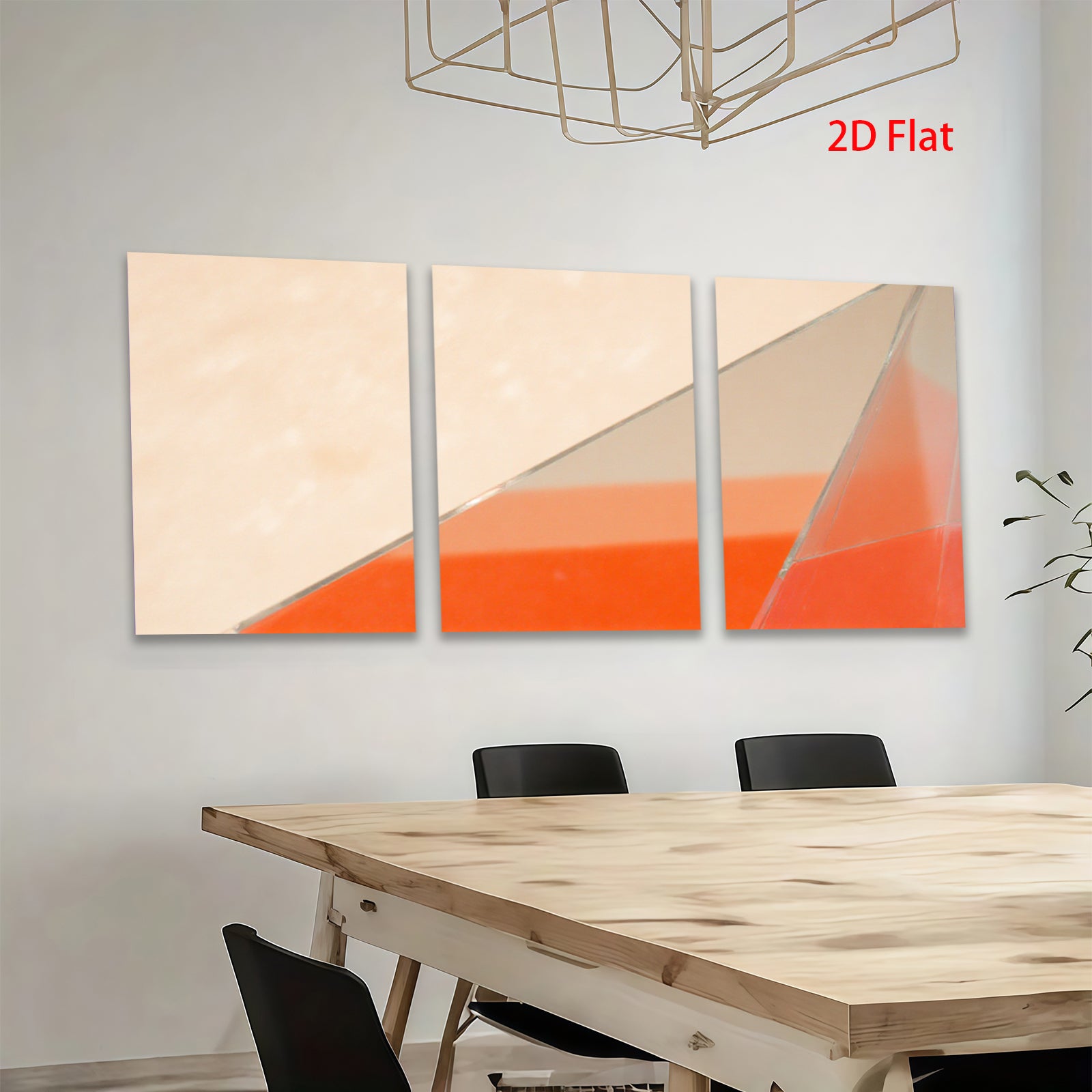 2D flat 1pc abstract geometric red orange wall art modern canvas prints for living room bedroom office decor farmhouse style gallery wrapped ready to hang