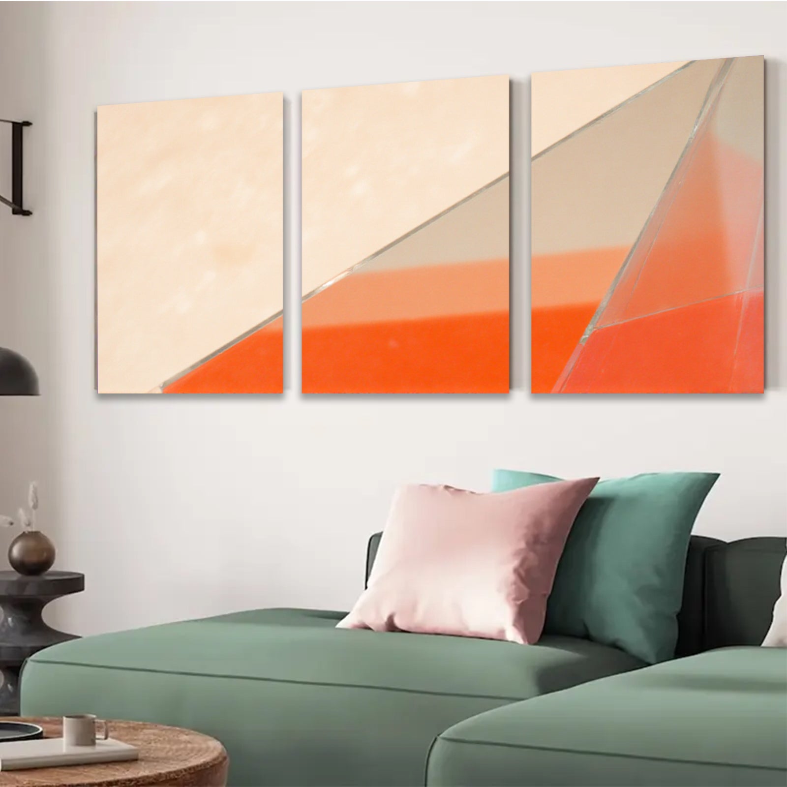 2D flat 1pc abstract geometric red orange wall art modern canvas prints for living room bedroom office decor farmhouse style gallery wrapped ready to hang