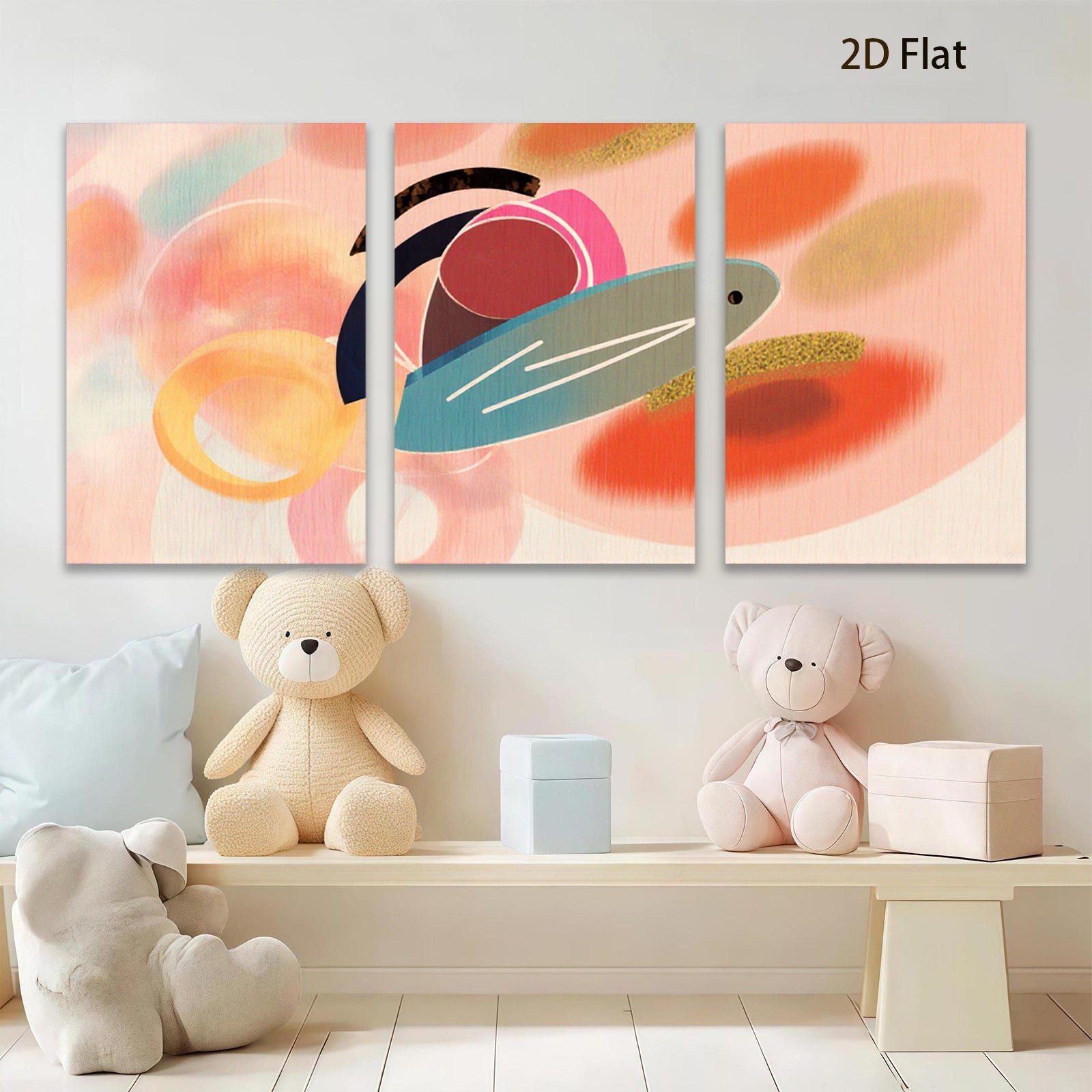 2D flat 1pc abstract geometric shapes modern wall art canvas prints living room bedroom decor farmhouse style vibrant colors gallery wrapped ready to hang
