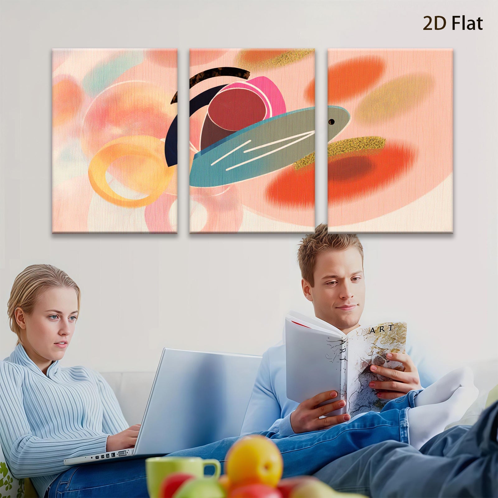 2D flat 1pc abstract geometric shapes modern wall art canvas prints living room bedroom decor farmhouse style vibrant colors gallery wrapped ready to hang