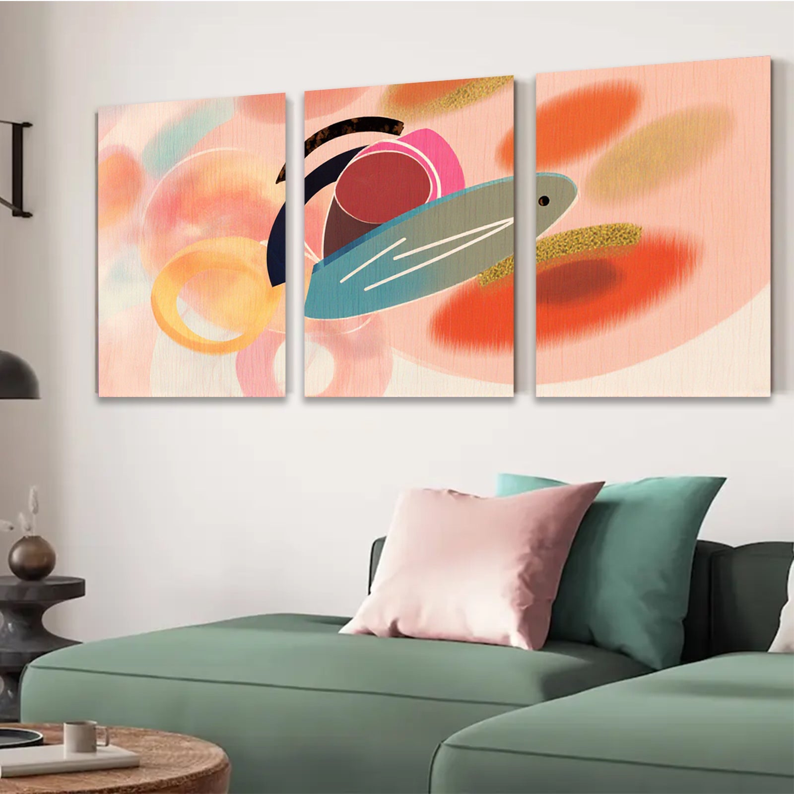 2D flat 1pc abstract geometric shapes modern wall art canvas prints living room bedroom decor farmhouse style vibrant colors gallery wrapped ready to hang