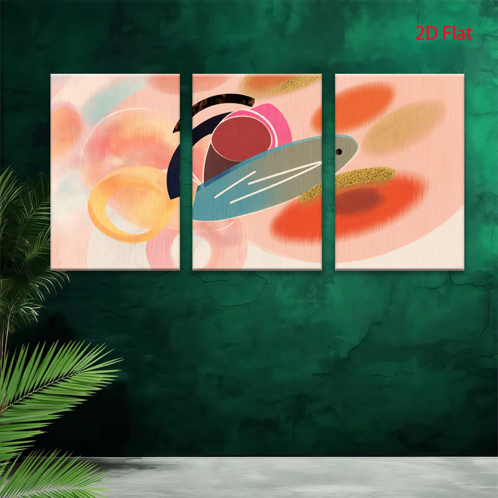 2D flat 1pc abstract geometric shapes modern wall art canvas prints living room bedroom decor farmhouse style vibrant colors gallery wrapped ready to hang