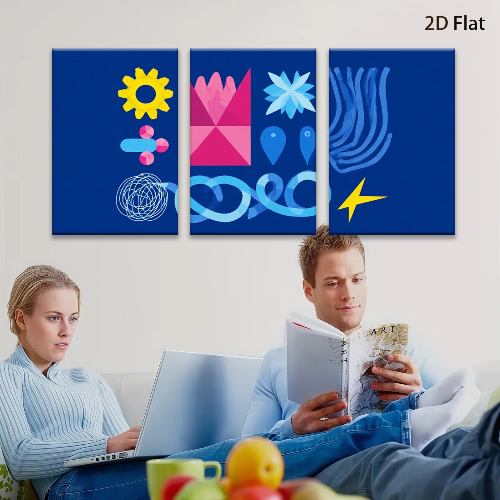 2D flat 1pc abstract geometric shapes modern wall art decor living room bedroom office gallery wrapped canvas prints farmhouse style cozy home d��cor