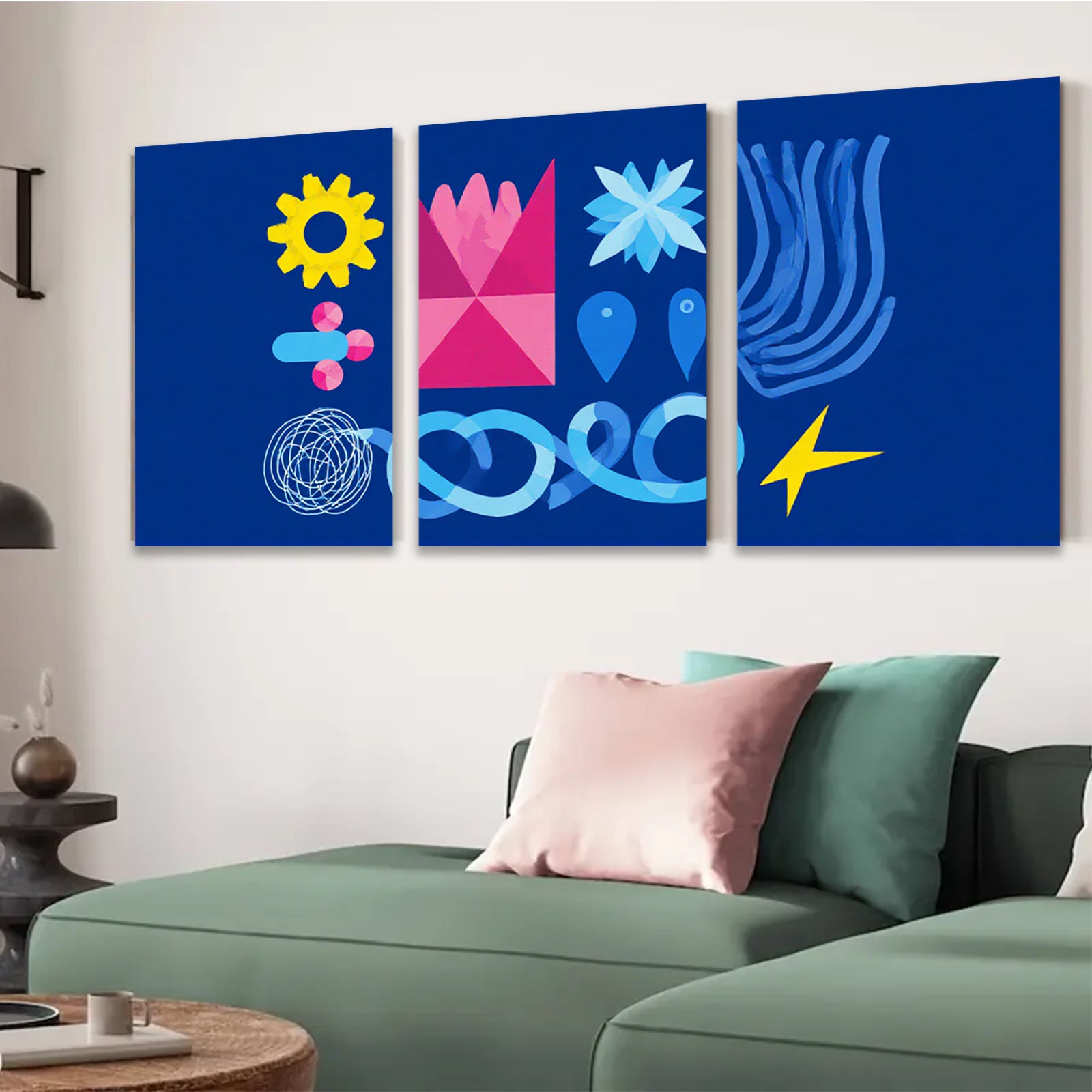 2D flat 1pc abstract geometric shapes modern wall art decor living room bedroom office gallery wrapped canvas prints farmhouse style cozy home d��cor