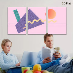 2D flat 1pc abstract geometric shapes vibrant modern wall art canvas prints for living room bedroom office decor farmhouse style minimalist aesthetic gallery wrapped ready to hang