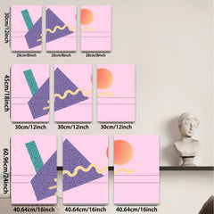 2D flat 1pc abstract geometric shapes vibrant modern wall art canvas prints for living room bedroom office decor farmhouse style minimalist aesthetic gallery wrapped ready to hang