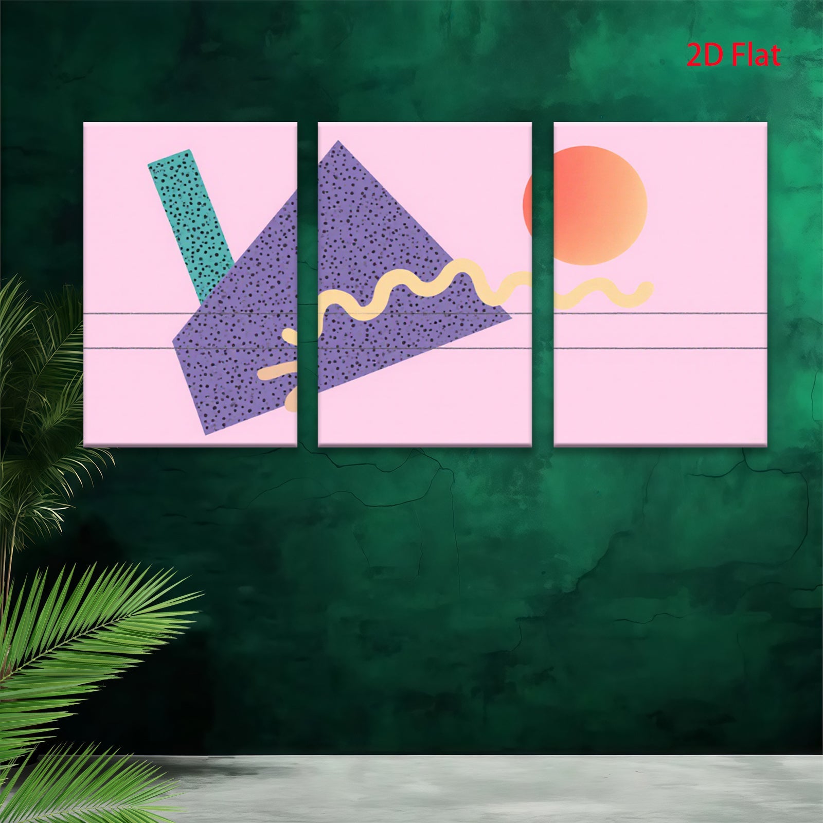 2D flat 1pc abstract geometric shapes vibrant modern wall art canvas prints for living room bedroom office decor farmhouse style minimalist aesthetic gallery wrapped ready to hang