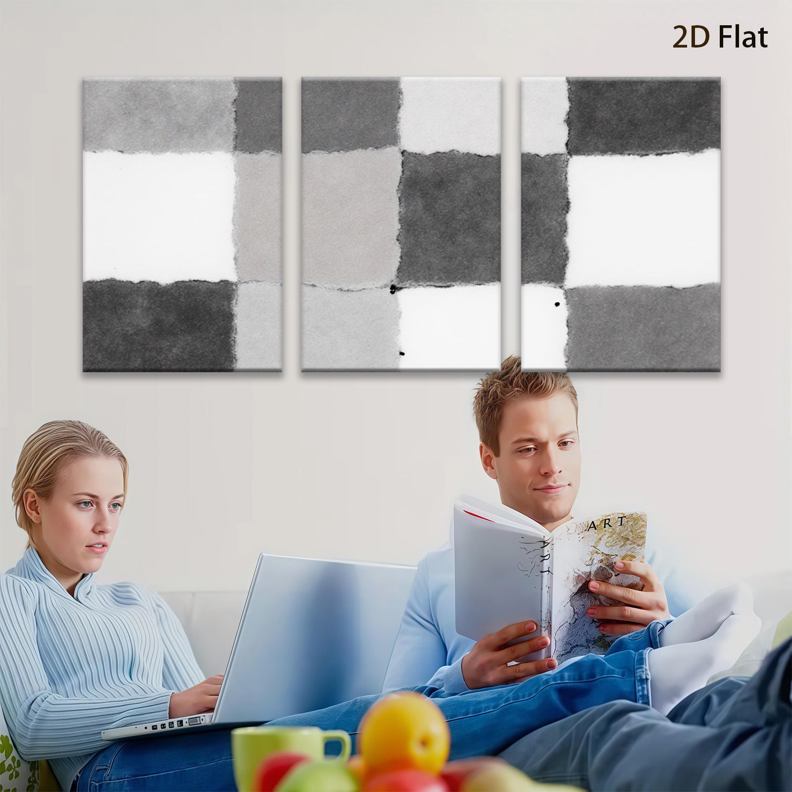 2D flat 1pc abstract geometric squares modern minimalist wall art decor for living room bedroom office gallery wrapped canvas prints farmhouse style
