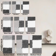 2D flat 1pc abstract geometric squares modern minimalist wall art decor for living room bedroom office gallery wrapped canvas prints farmhouse style