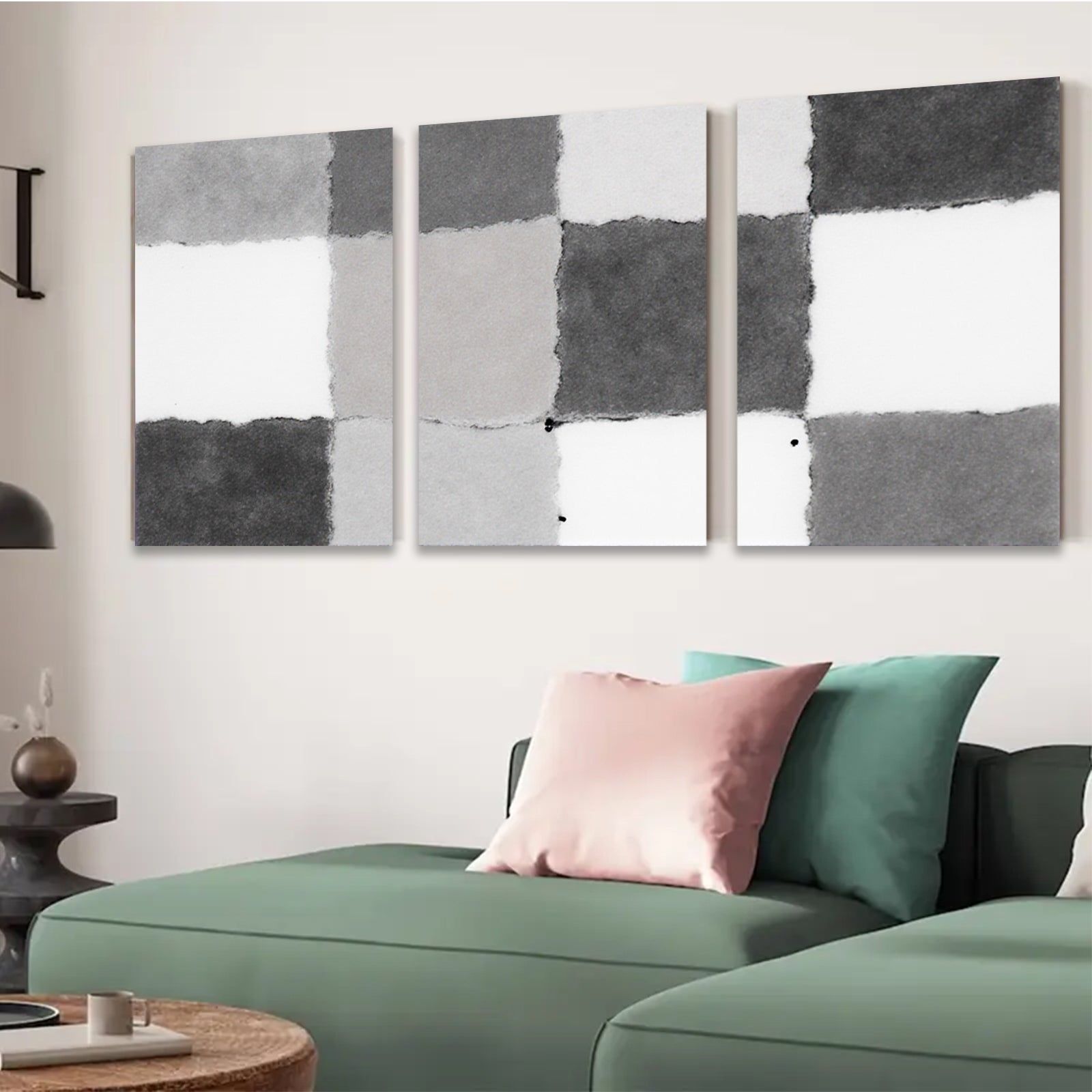 2D flat 1pc abstract geometric squares modern minimalist wall art decor for living room bedroom office gallery wrapped canvas prints farmhouse style