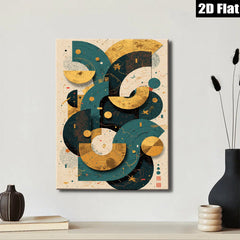 2D flat 1pc abstract geometric teal gold wall art modern minimalist canvas prints living room bedroom home decor farmhouse style statement piece gallery wrapped ready hang