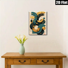 2D flat 1pc abstract geometric teal gold wall art modern minimalist canvas prints living room bedroom home decor farmhouse style statement piece gallery wrapped ready hang