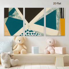2D flat 1pc abstract geometric teal navy modern wall art canvas prints for living room bedroom office decor farmhouse style gallery wrapped